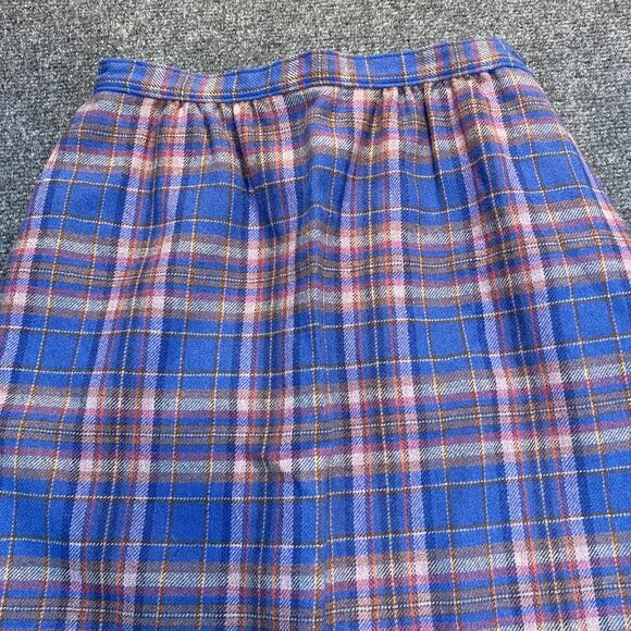 Vintage Pendleton Plaid Pencil Skirt All Wool Blue Pockets Womens 6 Knee Length - Picture 8 of 8